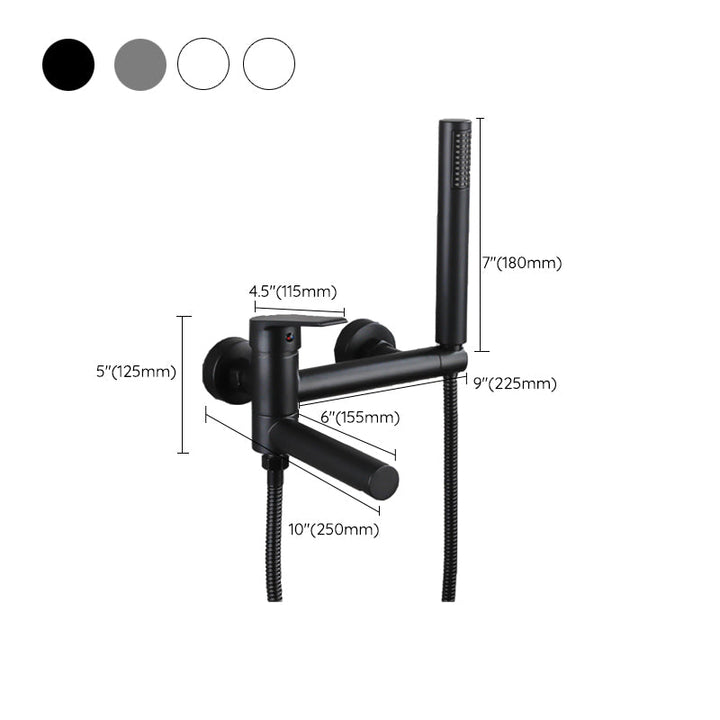 BowLift | Lever Handle Bathtub Faucet Wall Mount Shower Hose Swivel Spout Bathtub Filling with Hand Shower