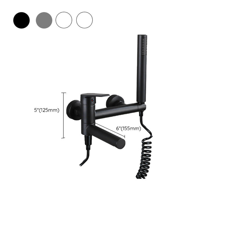 BowLift | Lever Handle Bathtub Faucet Wall Mount Shower Hose Swivel Spout Bathtub Filling with Hand Shower