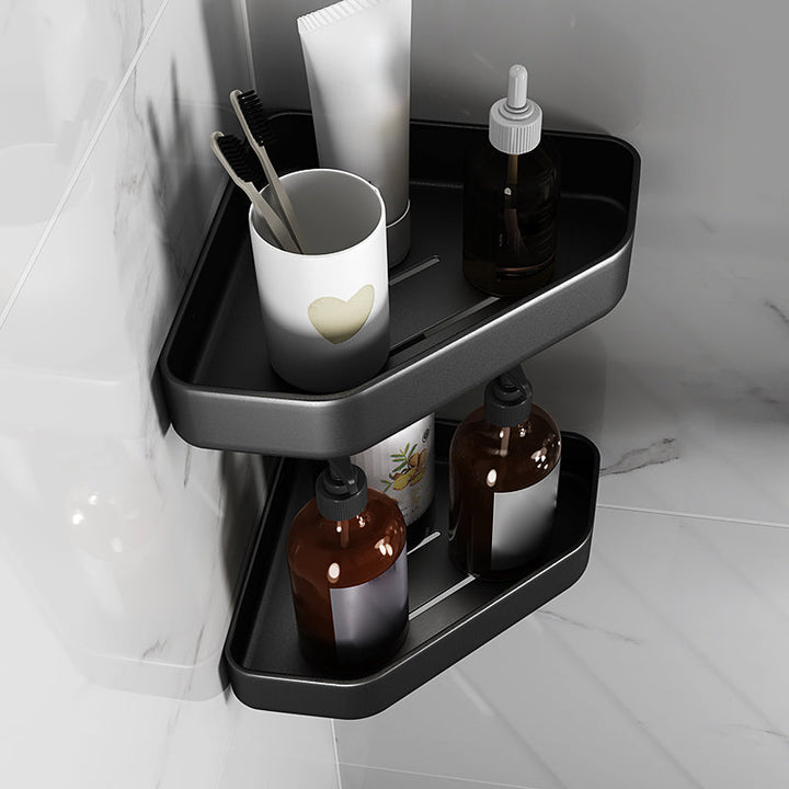BowLift | Matt black bathroom accessories set Modern anti-rust 1/2/3-piece bathroom shelf