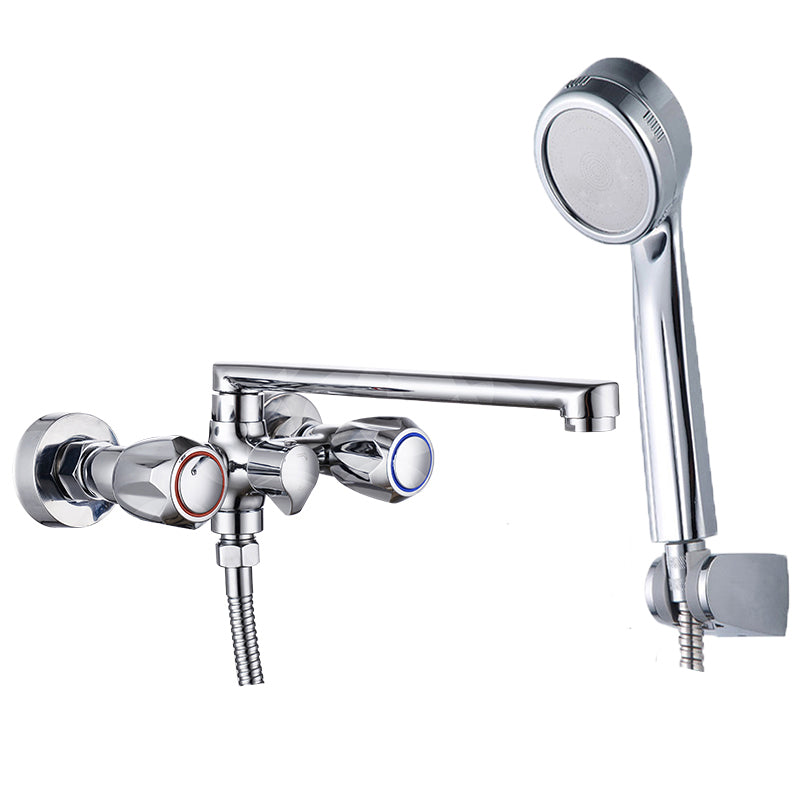 BowLift | Contemporary Bathtub Faucet Trim Chrome Wall-Mounted Swivel Spout with Hand Shower