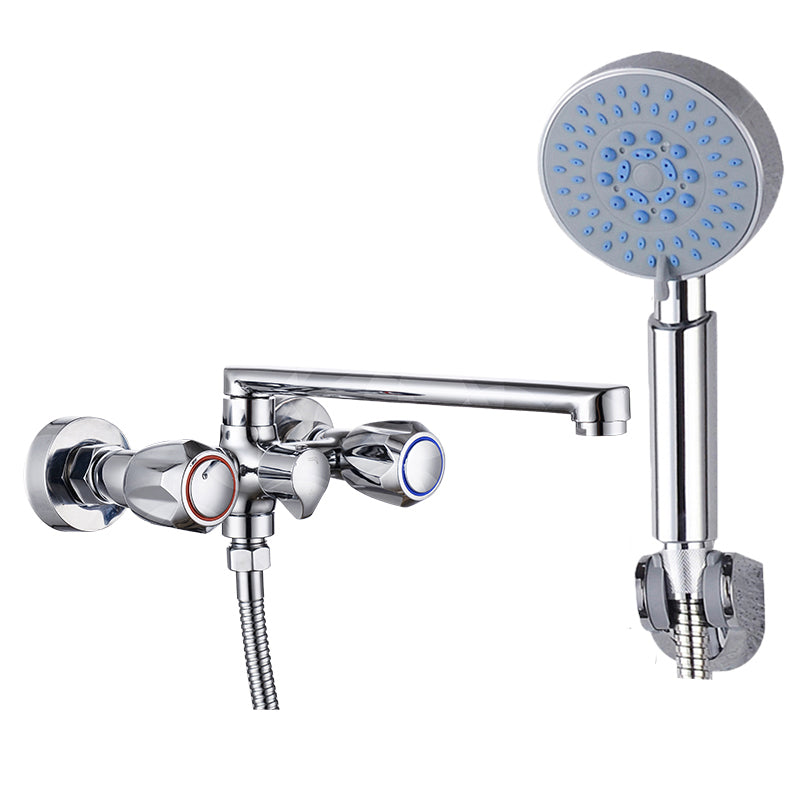 BowLift | Contemporary Bathtub Faucet Trim Chrome Wall-Mounted Swivel Spout with Hand Shower