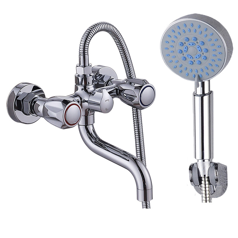 BowLift | Chrome Bathroom Faucet Trim Wall-mounted Swing Faucet with Hand Shower