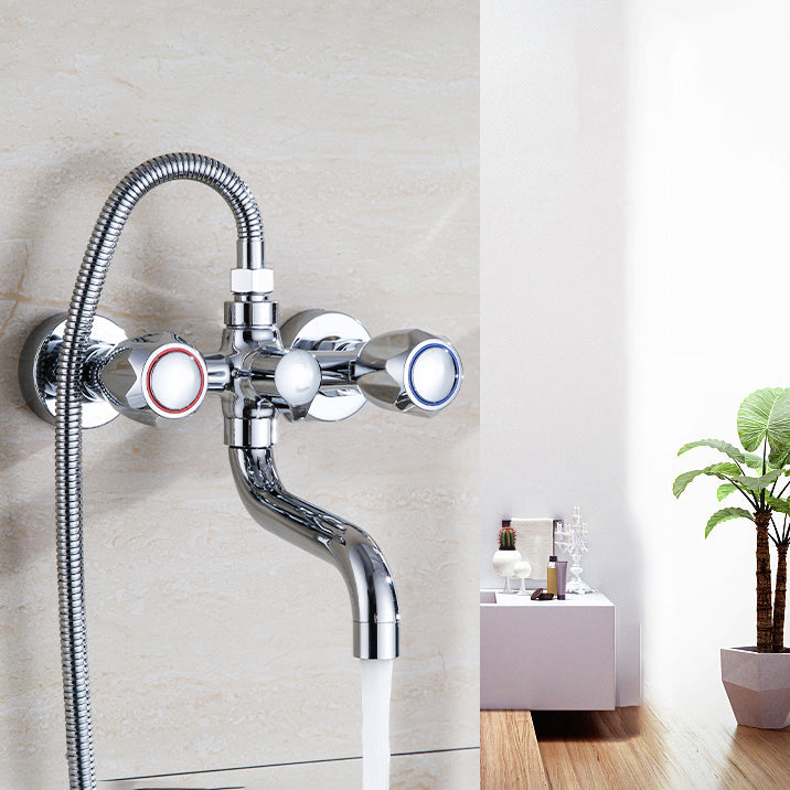 BowLift | Chrome Bathroom Faucet Trim Wall-mounted Swing Faucet with Hand Shower