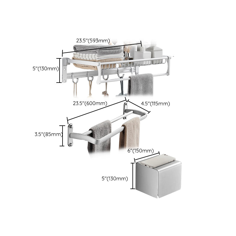 BowLift | Silver Bathroom Set Modern Rust Protection Bathroom Accessories Individual or as Set
