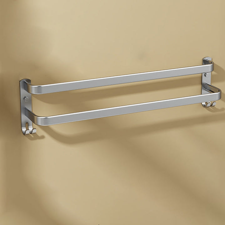BowLift | Minimalism Gray Bathroom Accessories Set Contemporary Style Aluminum Towel Rack