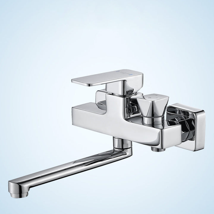 BowLift | Wall Mounted Bathtub Faucet Trim Polished Chrome Swivel Spout with Hand Shower