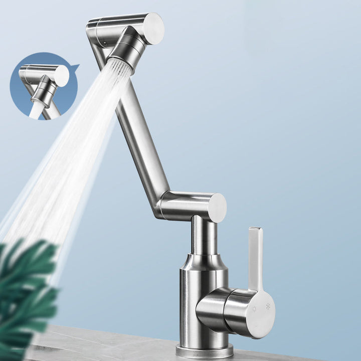 BowLift | Swiveling Outlet Vessel Sink Faucet Stainless Steel Lever Handle Sink Faucet with Water Hose