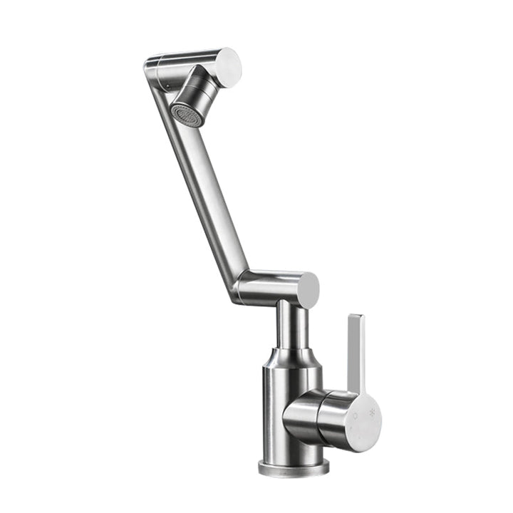 BowLift | Swiveling Outlet Vessel Sink Faucet Stainless Steel Lever Handle Sink Faucet with Water Hose