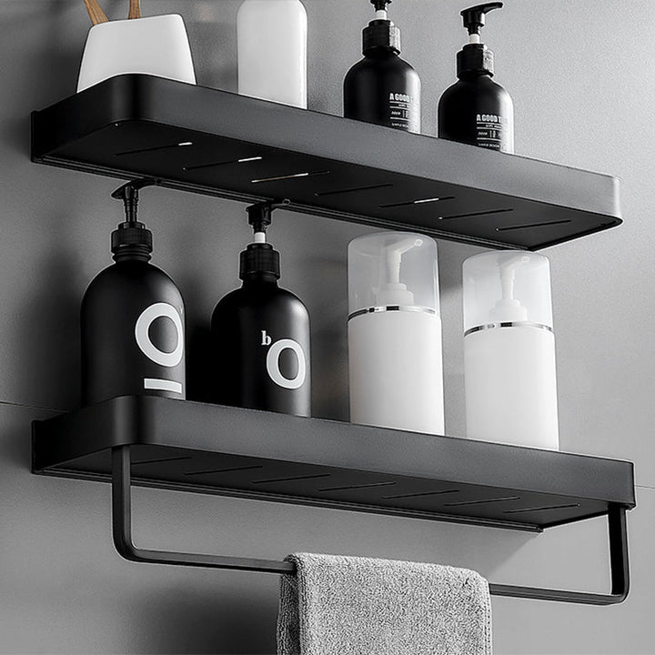 BowLift | Matt Black Bathroom Set Modern 1/2 - Piece Stainless Steel Bathroom Shelf
