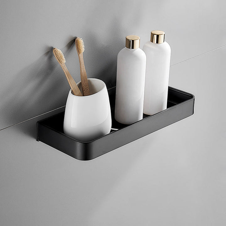 BowLift | Matt Black Bathroom Set Modern 1/2 - Piece Stainless Steel Bathroom Shelf