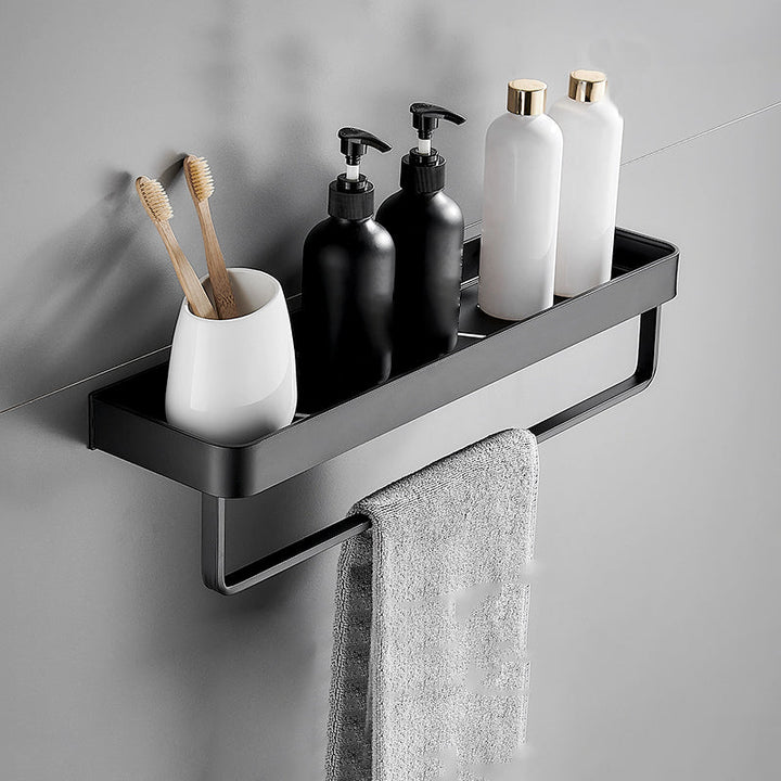 BowLift | Matt Black Bathroom Set Modern 1/2 - Piece Stainless Steel Bath Rack