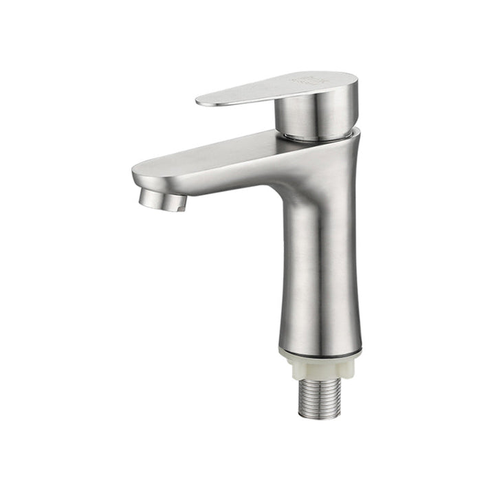 BowLift | Round Vessel Faucet Lever Handle Stainless Steel Bathroom Faucet with Water Hose