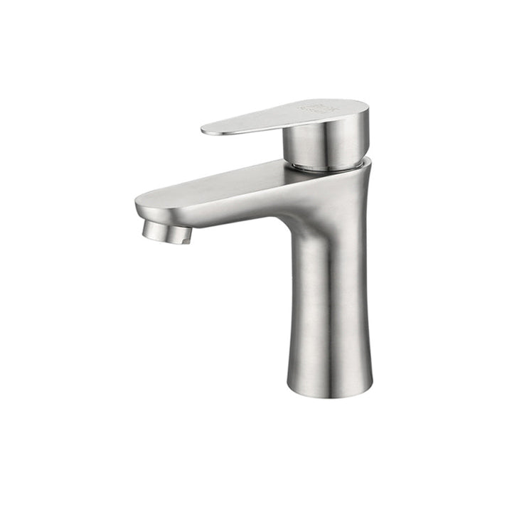 BowLift | Round Vessel Faucet Lever Handle Stainless Steel Bathroom Faucet with Water Hose