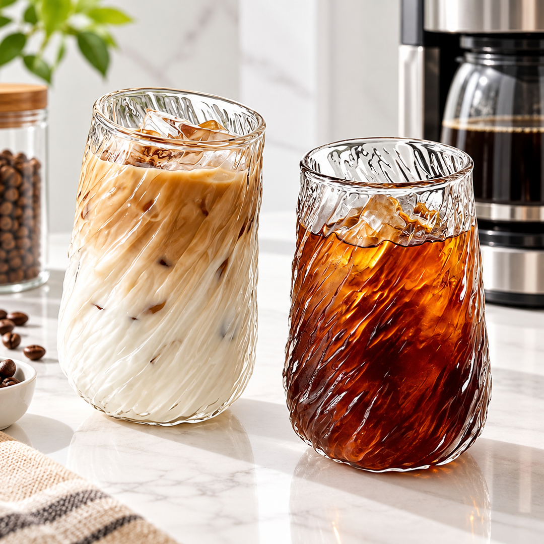 Hand-Blown Twisted Texture Tumbler Glass Set Bowlift