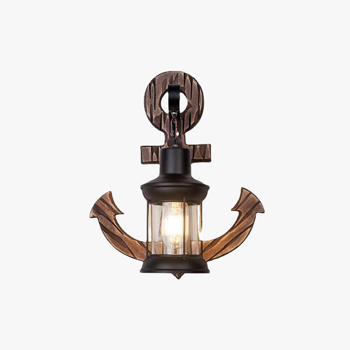 BowLift | Rustic Wood Anchor Wall Lamp with Lantern