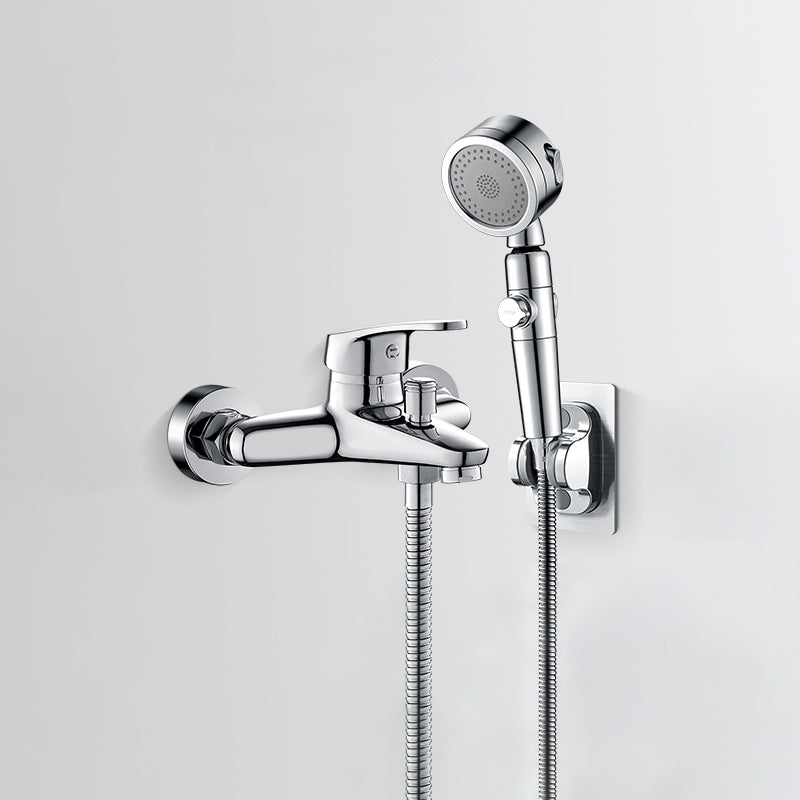 BowLift | Low Arch Bathtub Faucet Hose Wall-Mounted Single Lever Tub Filler with Hand Shower