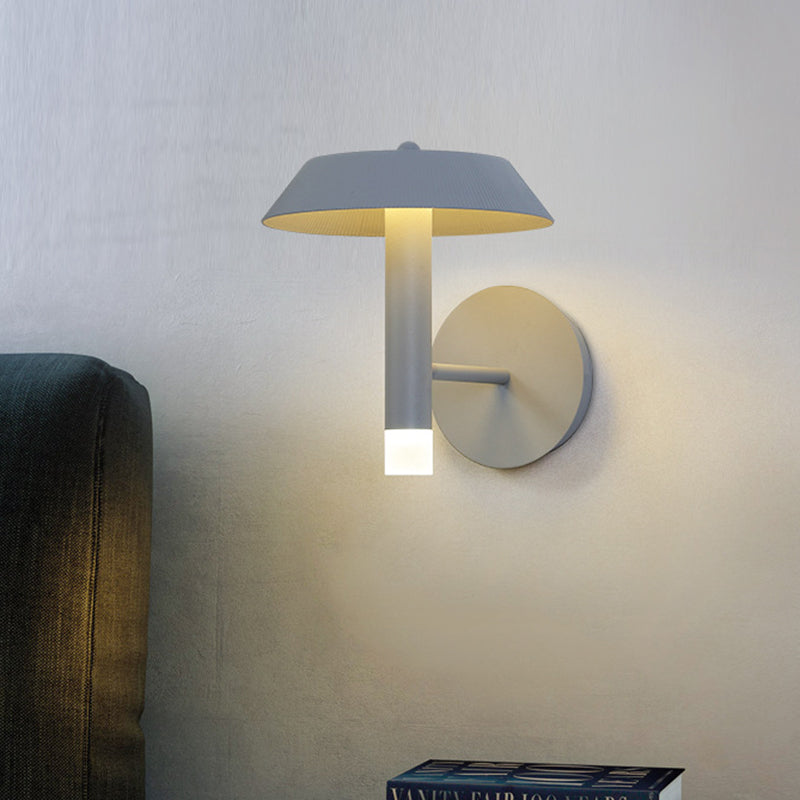 BowLift | Metallic Conical Wall Light Modernist White/Grey LED Wall Mount Lamp for the Bedroom