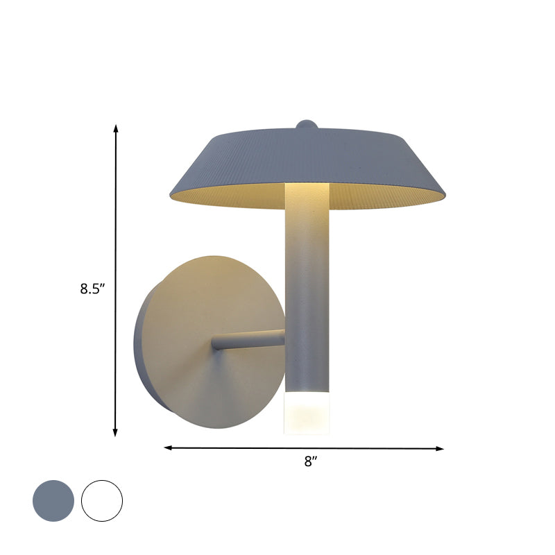BowLift | Metallic Conical Wall Light Modernist White/Grey LED Wall Mount Lamp for the Bedroom