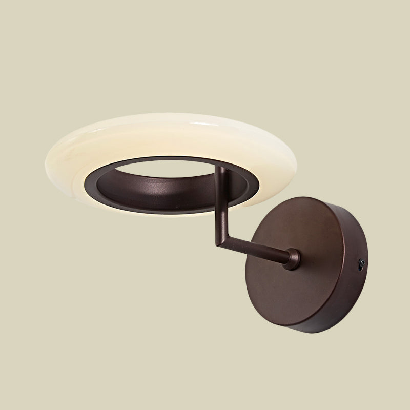 BowLift | Coffee/White Round Lighting Wall Lamp Modernist Acrylic LED Wall Light with Curved Arm in Warm/Natural Light