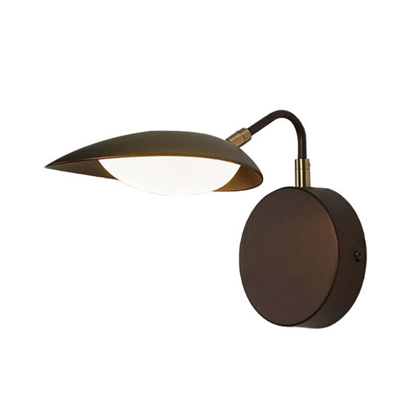 BowLift | Metal Rotatable Oval Wall Mounted Light Fixture Modernist Coffee LED Wall Lamp Wall Light with Adjustable Arm for the Bedroom in Warm/Natural Light