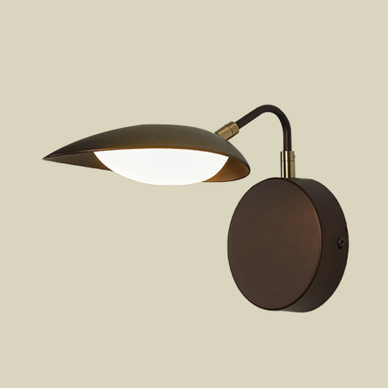 BowLift | Metal Rotatable Oval Wall Mounted Light Fixture Modernist Coffee LED Wall Lamp Wall Light with Adjustable Arm for the Bedroom in Warm/Natural Light
