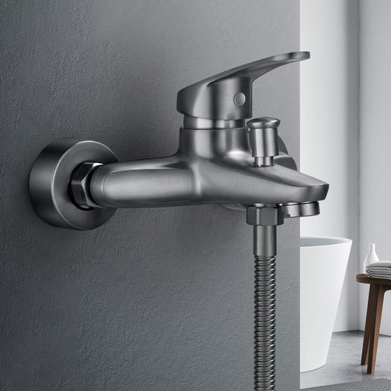 BowLift | Bathtub filler wall mount hand shower single lever handle 2 holes low arc bathtub faucet with hose