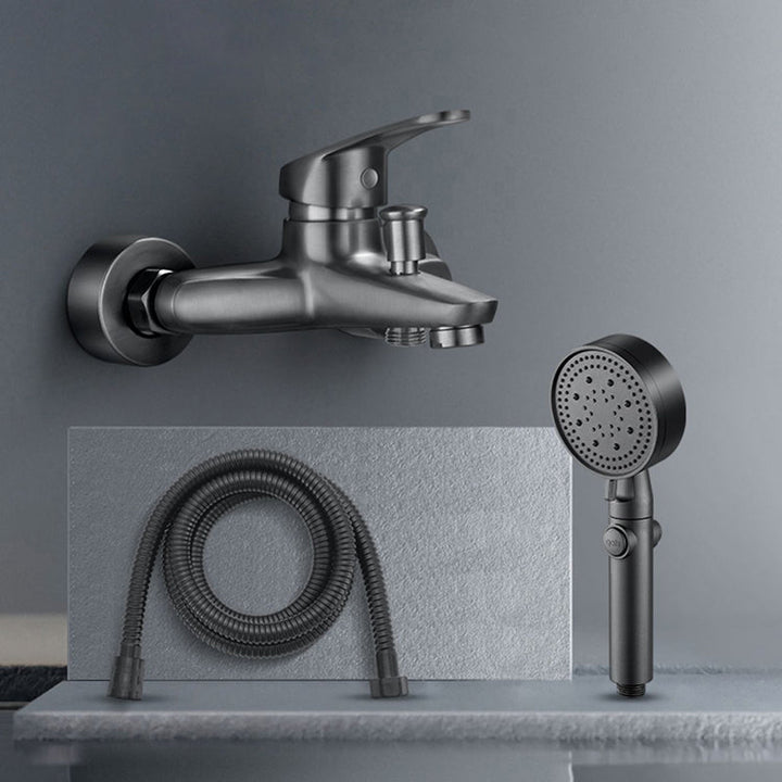 BowLift | Bathtub filler wall mount hand shower single lever handle 2 holes low arc bathtub faucet with hose
