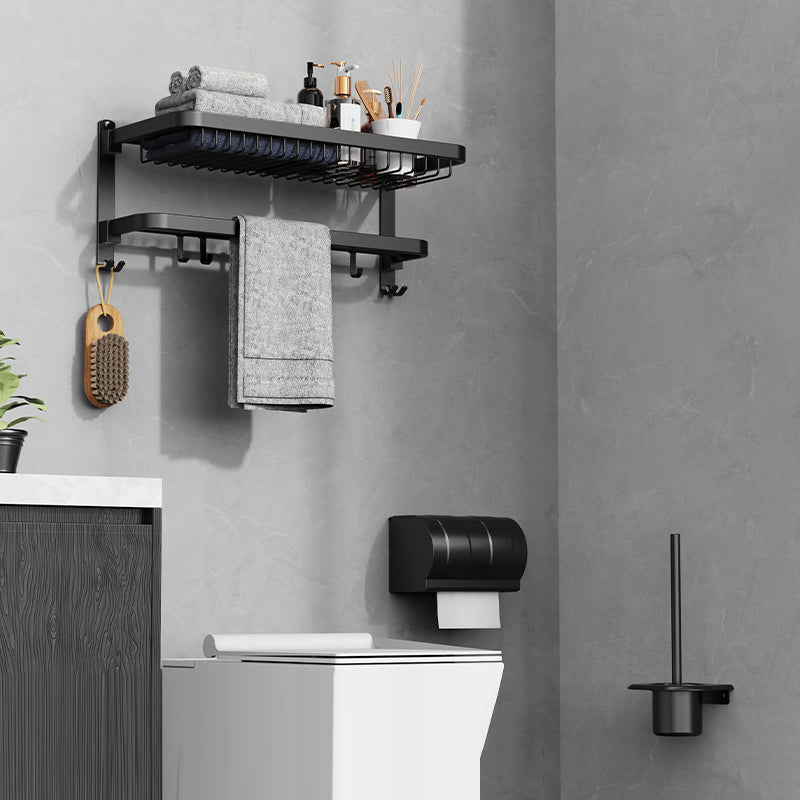 BowLift | Minimalist black bathroom accessory set paper holder towel bar bath hardware set