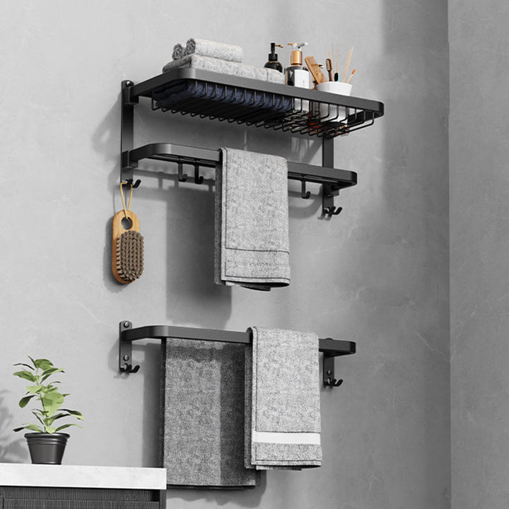 BowLift | Minimalist black bathroom accessory set paper holder towel bar bathroom hardware set