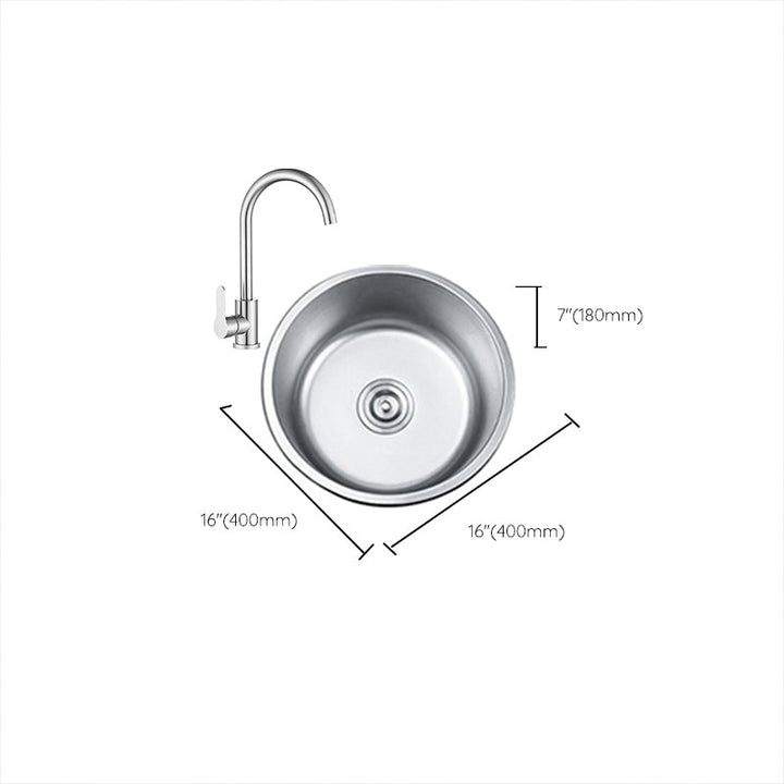 BowLift | Round Single Bowl Kitchen Sink Stainless Steel Sink with Drain Strainer Set