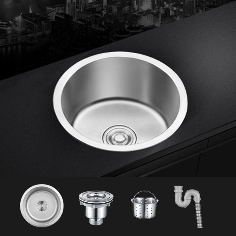 BowLift | Contemporary Single Basin Kitchen Sink Round Stainless Steel Sink with Drain Strainer Set