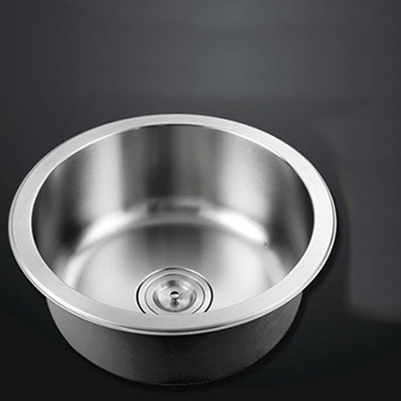 BowLift | Contemporary Single Basin Kitchen Sink Round Stainless Steel Sink with Drain Strainer Set