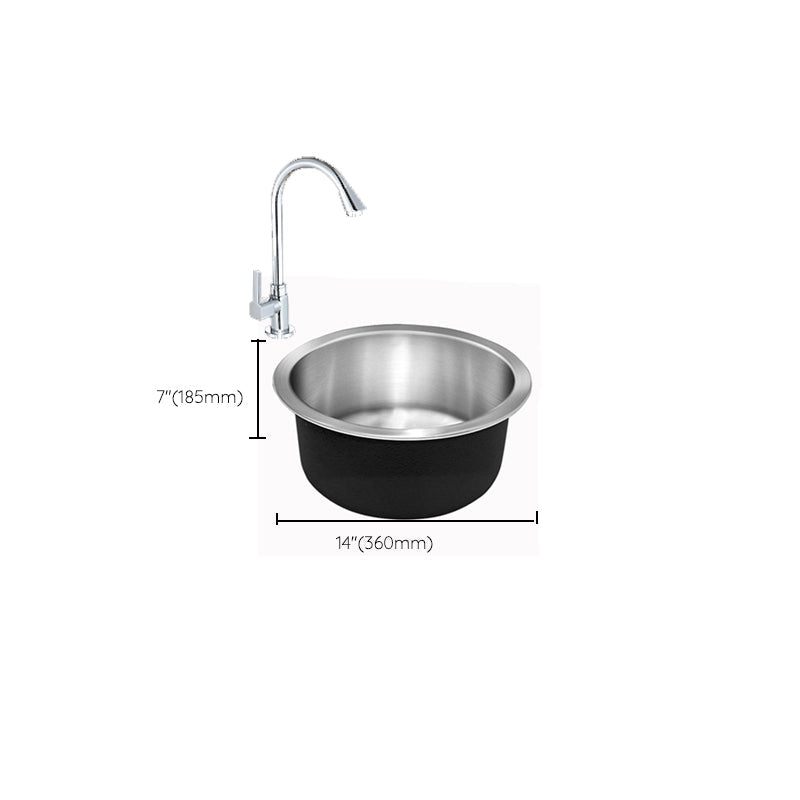 BowLift | Contemporary Single Bowl Kitchen Sink Round Stainless Steel Sink with Drain Strainer Set