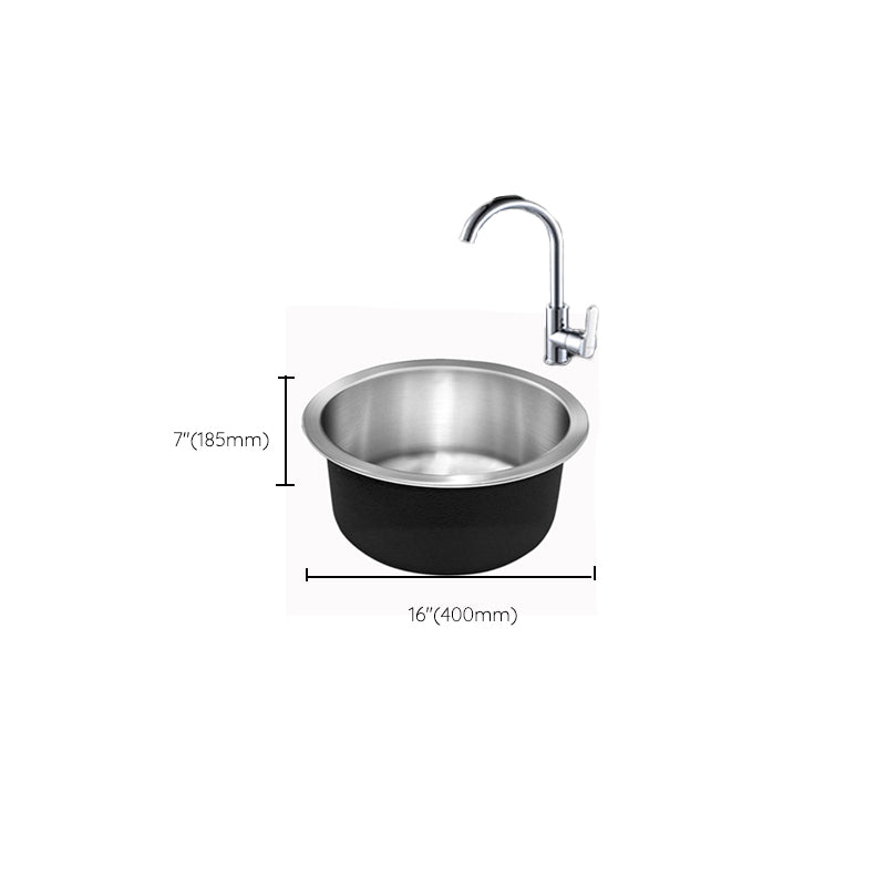 BowLift | Contemporary Single Bowl Kitchen Sink Round Stainless Steel Sink with Drain Strainer Set