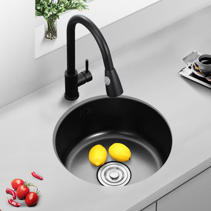 BowLift | Single Bowl Kitchen Sink Round Stainless Steel Sink with Drain Strainer Kits