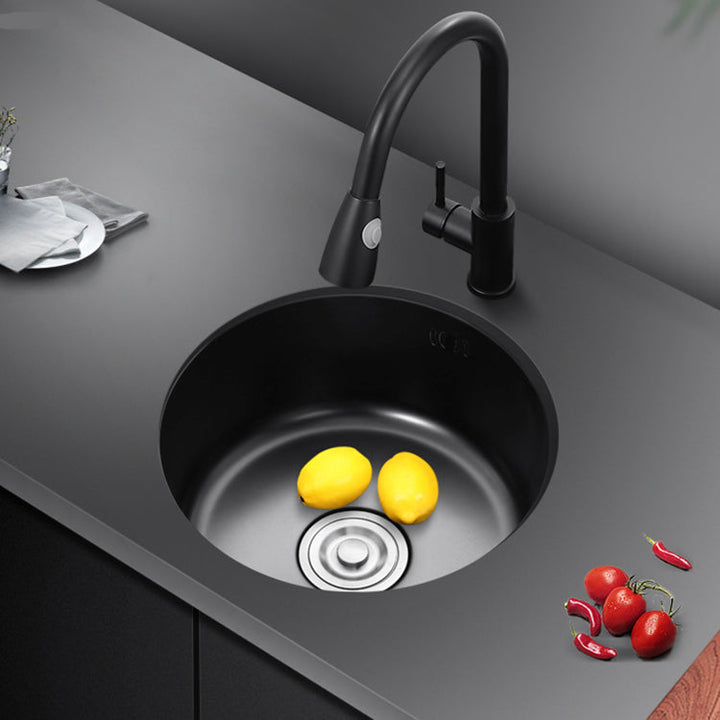 BowLift | Single Bowl Kitchen Sink Round Stainless Steel Sink with Drain Basket Kits