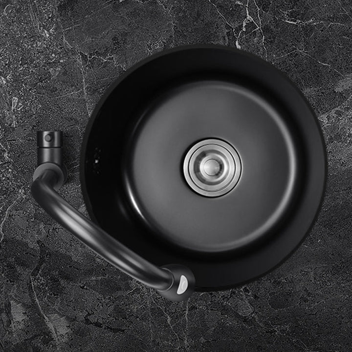 BowLift | Single Bowl Kitchen Sink Round Stainless Steel Sink with Drain Strainer Kits