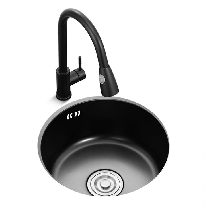 BowLift | Single Bowl Kitchen Sink Round Stainless Steel Sink with Drain Basket Kits