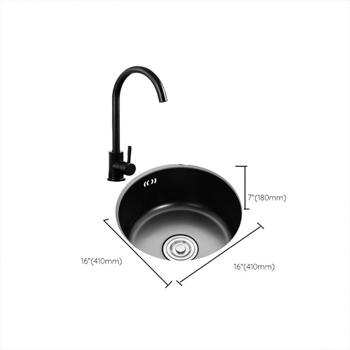 BowLift | Single Bowl Kitchen Sink Round Stainless Steel Sink with Drain Basket Kits
