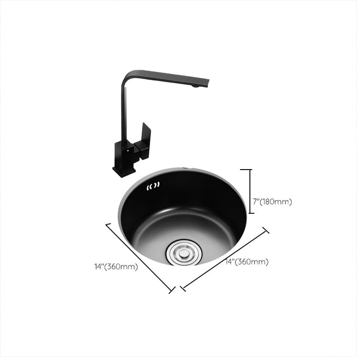 BowLift | Single Bowl Kitchen Sink Round Stainless Steel Sink with Drain Basket Kits