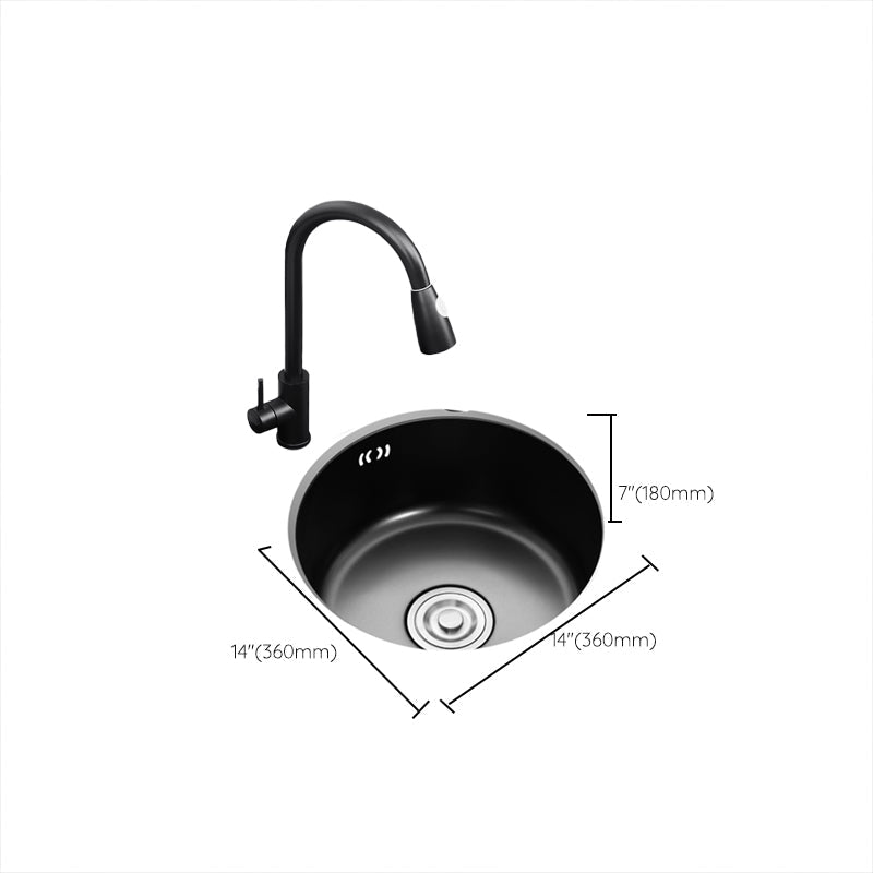 BowLift | Single Bowl Kitchen Sink Round Stainless Steel Sink with Drain Basket Kits