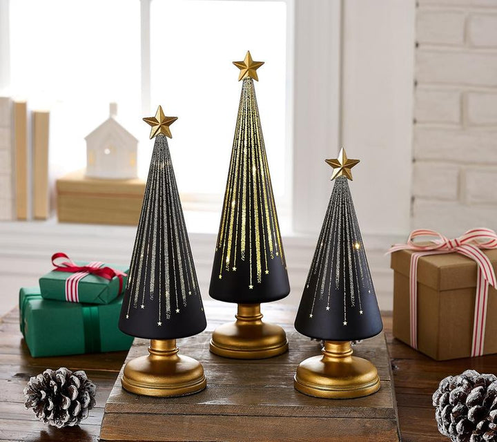 BowLift | Christmas Decoration | LED Light-Up Tree Set | Battery Operated | Built-In Timer