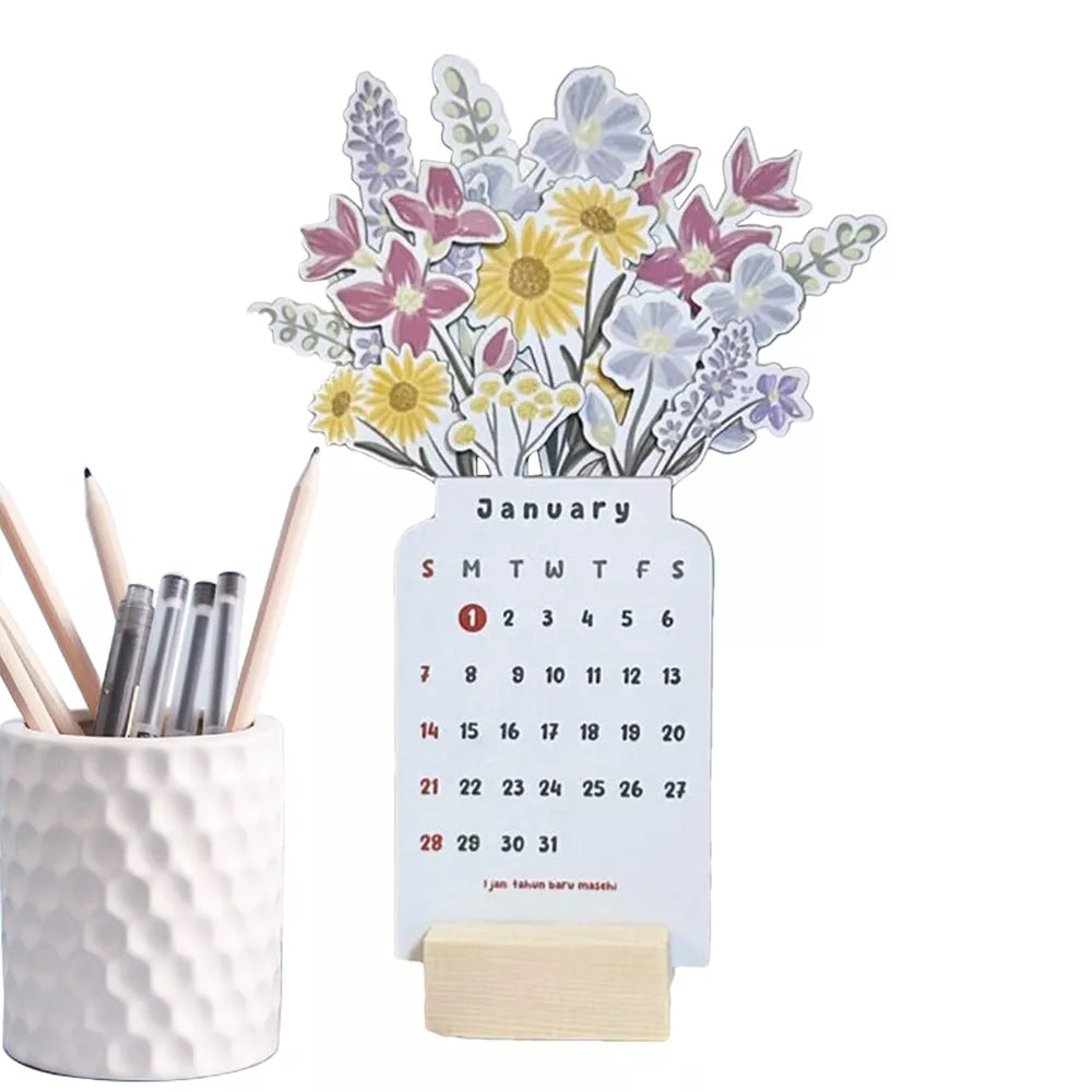 BowLift | 2025 Bloomy Flowers Desk Calendar Decorative & Functional Planner