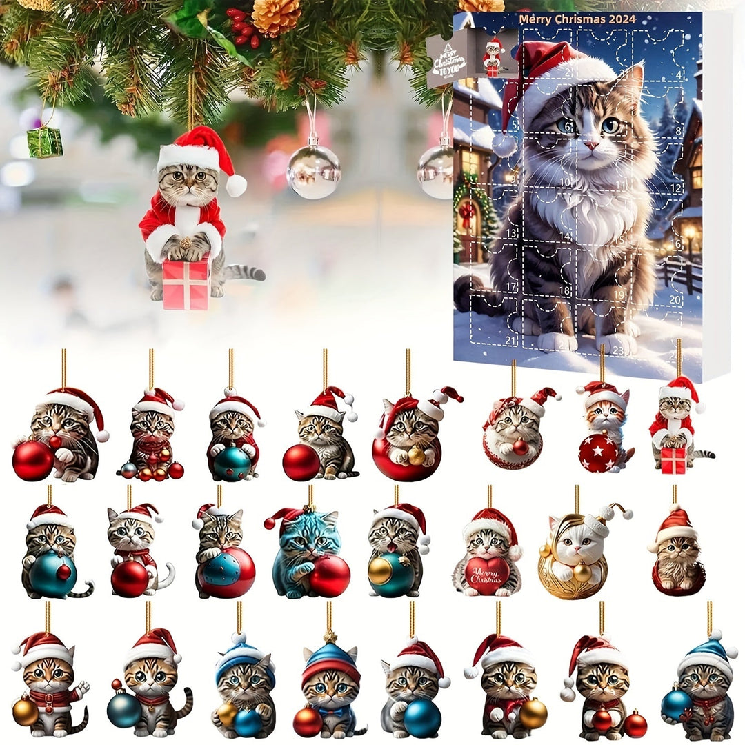 BowLift | Vintage Cats Advent Calendar – 24-piece Christmas Calendar with Acrylic Hang Tags