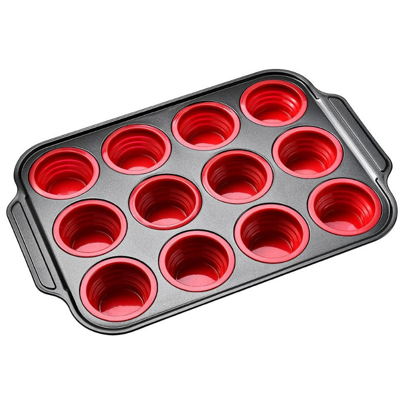 Press-Release Silicone Muffin Pan with Sturdy Metal Frame Bowlift