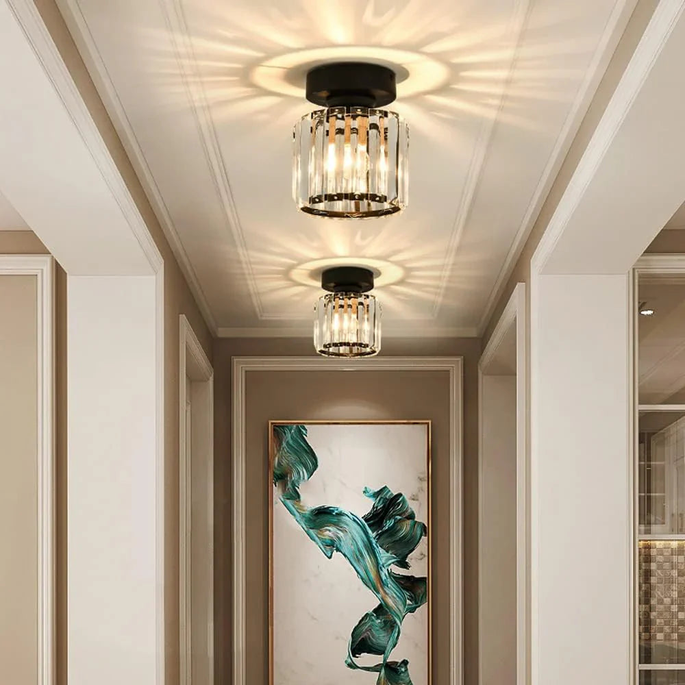 BowLift | Modern Crystal Ceiling Light with Gold and Black Accents – Stylish Lighting for Your Home