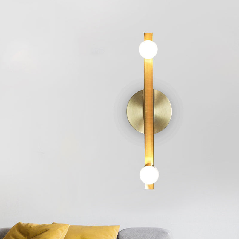 BowLift | Metallic Linear Wall Lamp Minimalist 2 Bulbs Wall Mounted Light Fixture in Gold