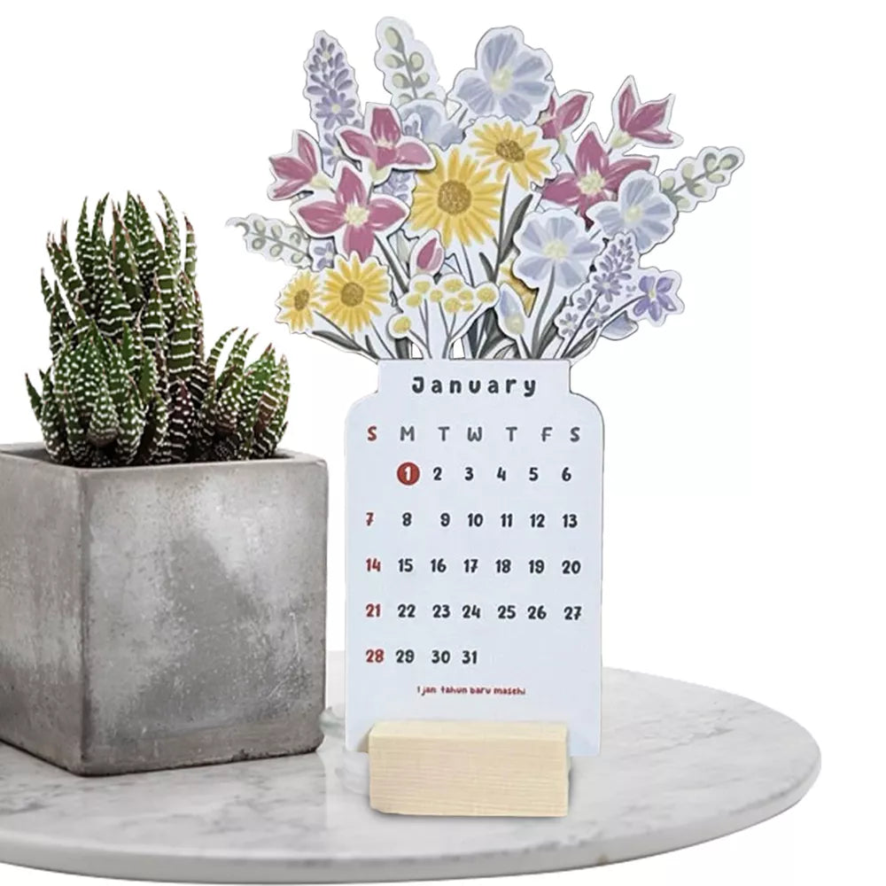 BowLift | 2025 Bloomy Flowers Desk Calendar Decorative & Functional Planner