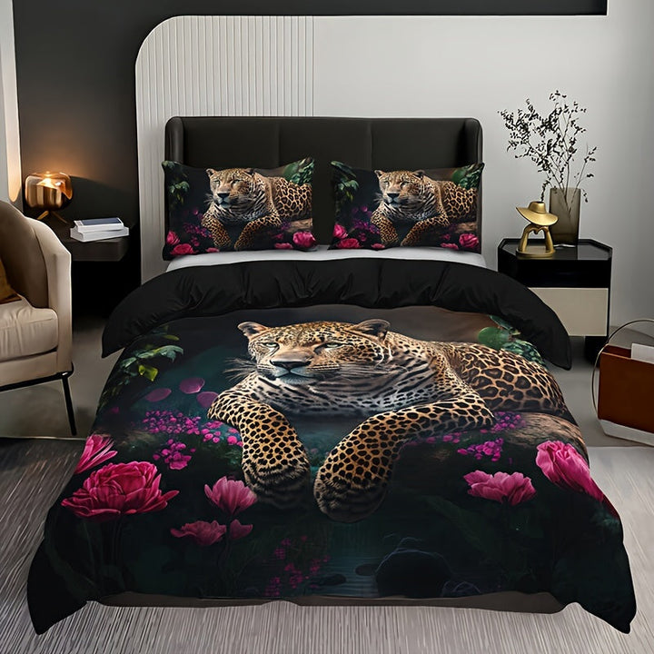 BowLift | Luxurious Animal Print Bedding Set with Rose Pattern - 3-piece
