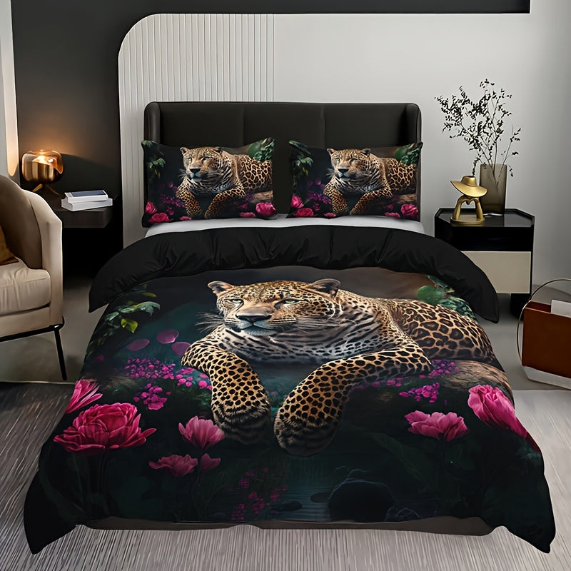 FierceFloral Bedset – Luxury Animal Print and Flowers Bowlift
